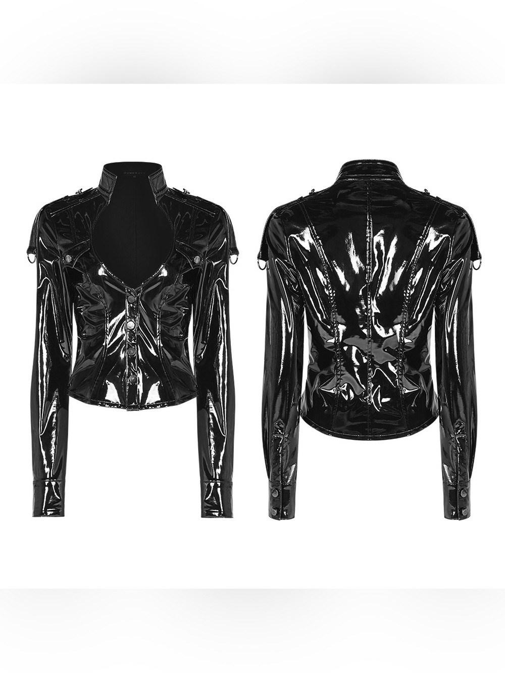 Shiny Black Patent Moto Jacket for Women